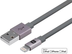 img 3 attached to Monoprice Apple MFi Certified Flat Lightning to USB Charge & Sync Cable - 0.5 Feet (6in) Gray: Compatible with iPhone X, 8, 8 Plus, 7, 7 Plus, 6, 6 Plus, 5S, iPad Pro - Cabernet Series