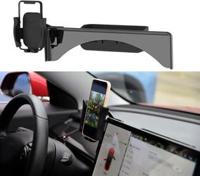 img 4 attached to 📱 Enhanced Topfit Car Cellphone Mount for Tesla Model 3 Model Y: Securely Fixed Clip Safety Cell Phone Holder Stand (Silence) with Silicone Upgrade - Perfectly Fits All Screen Sizes