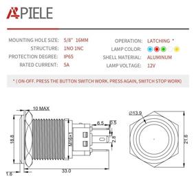 img 3 attached to 🔌 APIELE 16mm Latching Push Button Switch 12V DC On Off with LED Angel Eye Head - Black Shell for 0