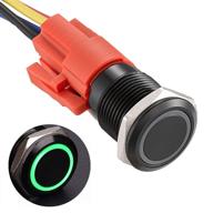 🔌 apiele 16mm latching push button switch 12v dc on off with led angel eye head - black shell for 0 logo