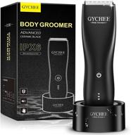 💇 ultimate electric pubic hair trimmer for men: ergonomic body groomer razor with ceramic blade heads and rechargeable dock - wet/dry use for groin, back, chest & armpit hair shaving - waterproof clipper for males logo