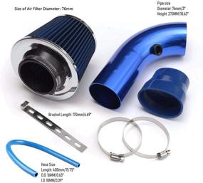 img 3 attached to RASNONE 3 Inch Universal Cold Air Intake Kit - Enhance Performance with Aluminum Induction Flow Hose Pipe and Air Filter (Blue)