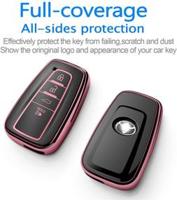 img 1 attached to 🔑 Tukellen Key Fob Cover - Rose Gold Soft TPU Protector for Toyota 2019-2021 RAV4 Camry Corolla Avalon C-HR Prius GT86 Highlander (Keyless go)