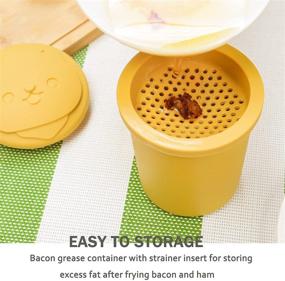 img 1 attached to 🐶 Bacon Grease Container with Strainer: Silicone Can for Fry Oil Storage – Cute Doggy Kitchen Fat Separator (Patented Product)