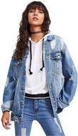 👖 floerns women's distressed casual long sleeve denim jacket with rips logo