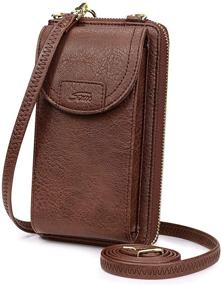 img 4 attached to 👜 Women's RFID Blocking Small Crossbody Cell Phone Purse Bag - S-ZONE Faux Leather Wristlet Wallet