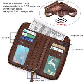 img 1 attached to 👜 Женская сумка-портмоне с косой застежкой и блокировкой RFID для мобильного телефона - S-ZONE подлинная кожаная сумочка с кисточкой
