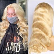 premium 613 lace front pre plucked blonde wig – natural hairline, glueless, transparent lace, dyable peruvian hair for women | 150 density, 14 inch, 13x1 t part lace body wave design logo