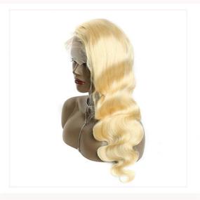 img 3 attached to Premium 613 Lace Front Pre Plucked Blonde Wig – Natural Hairline, Glueless, Transparent Lace, Dyable Peruvian Hair for Women | 150 Density, 14 inch, 13x1 T Part Lace Body Wave Design