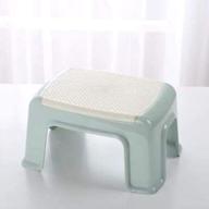 🪜 non-slip plastic step stool for adults - thick stools for living room, bathroom, home office with anti-skid pad - white blue логотип
