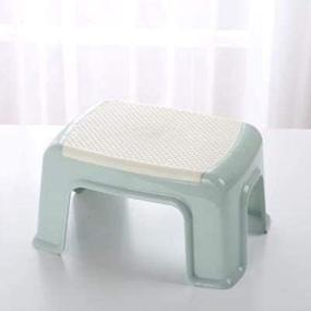 img 1 attached to 🪜 Non-Slip Plastic Step Stool for Adults - Thick Stools for Living Room, Bathroom, Home Office with Anti-Skid Pad - White Blue