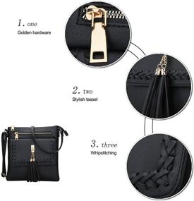 img 3 attached to 👜 KKXIU Women's Crossbody Bags: Lightweight Functional Double Zipper Purse with Adjustable Strap, Multi Pocket Design & Chic Tassel