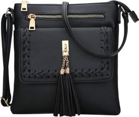 img 4 attached to 👜 KKXIU Women's Crossbody Bags: Lightweight Functional Double Zipper Purse with Adjustable Strap, Multi Pocket Design & Chic Tassel