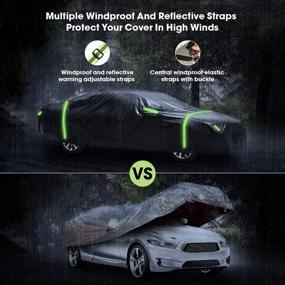 img 2 attached to 🚗 Apdo 6 Layers Car Cover: Ultimate Waterproof Protection for All Weather Conditions, Indoor and Outdoor Use - Snowproof, UV, Rain, Sun, and Dust Resistant - Includes 2 Windproof Straps - Universal Fit for Sedans Up to 193''