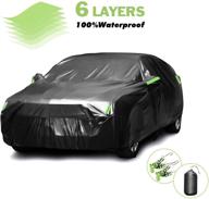 🚗 apdo 6 layers car cover: ultimate waterproof protection for all weather conditions, indoor and outdoor use - snowproof, uv, rain, sun, and dust resistant - includes 2 windproof straps - universal fit for sedans up to 193'' logo