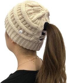 img 3 attached to Womens Ponytail Beanie Slouchy Skullcap Outdoor Recreation for Outdoor Clothing