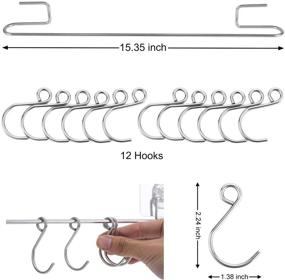 img 2 attached to 🔪 E-Gtong 2-Pack Kitchen Rail Utensil Rack - Stainless Steel Wall Mounted Rail Rack with Sliding Hooks - No Drilling Hanging Hooks for Kitchen, Pot, Pan, Towel - 15.3 Inch