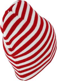 img 1 attached to Classic Red White Striped Short Skull Beanie by Armycrew