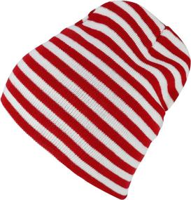 img 2 attached to Classic Red White Striped Short Skull Beanie by Armycrew