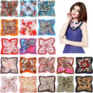 🧣 women's 20-piece mix-color silk satin square scarf set - gorgeous small neck scarves for girls and ladies, randomly assorted logo