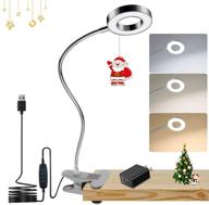 dllt dimmable clip on reading light: 48 led usb bed night lights with 3 colors, 15 brightness level book light. flexible clamp for makeup mirror, desk, bedside, headboard. ideal for piano, computer light. (silver) логотип