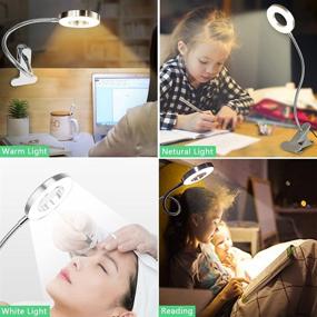 img 3 attached to DLLT Dimmable Clip on Reading Light: 48 LED USB Bed Night Lights with 3 Colors, 15 Brightness Level Book Light. Flexible Clamp for Makeup Mirror, Desk, Bedside, Headboard. Ideal for Piano, Computer Light. (Silver)