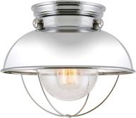 💡 kira home bayside 11" industrial farmhouse flush mount ceiling light: stylish seeded glass shade, chrome finish логотип