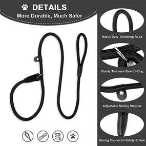 img 2 attached to 🐾 Durable Anti Slip Dog Leash - 4.4 FT Comfortable Strong Rope for Large, Medium & Small Dogs - No Pulling Pet Training Leash - Black