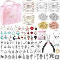 📿 300pcs diy bangle bracelets making kit - thrilez charm bracelet making set with expandable bangles, charms, jump rings, and pliers - jewelry making bangle bracelets set (complete with gift box and tools) logo