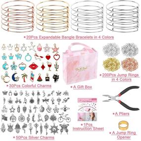 img 2 attached to 📿 300Pcs DIY Bangle Bracelets Making Kit - Thrilez Charm Bracelet Making Set with Expandable Bangles, Charms, Jump Rings, and Pliers - Jewelry Making Bangle Bracelets Set (Complete with Gift Box and Tools)