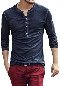 img 3 attached to Casual V Neck Button Sleeve Lightweight Men's Clothing in Shirts
