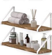 🛁 stylish wallniture ponza floating shelves: space-saving bathroom shelving set with burned finish wood and white shelf brackets logo