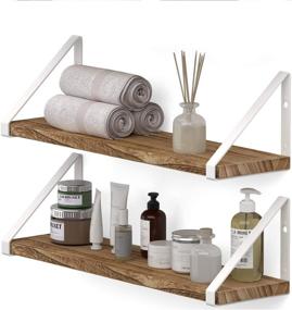 img 4 attached to 🛁 Stylish Wallniture Ponza Floating Shelves: Space-Saving Bathroom Shelving Set with Burned Finish Wood and White Shelf Brackets