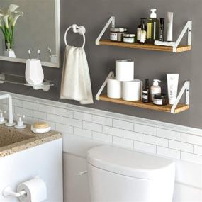 img 3 attached to 🛁 Stylish Wallniture Ponza Floating Shelves: Space-Saving Bathroom Shelving Set with Burned Finish Wood and White Shelf Brackets