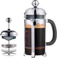 ☕ eaxck 2021 upgrade french press coffee maker: 304 stainless steel, 4-level filtration, heat resistant glass, easy clean, bpa free (12oz) logo