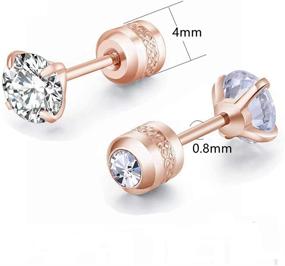 img 3 attached to 💎 Premium Unisex Flat Safety Screw Back Stud Earrings: Titanium Double Round Cubic Zirconia Cartilage Earrings for Toddlers and Girls - Sizes 3-6mm, Available in White Gold, Yellow Gold, Rose Gold, and Black