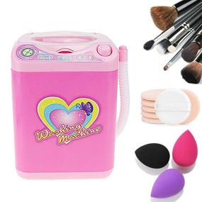 img 3 attached to 💄 Efficient Mini Makeup Brush Cleaner Machine for Sponge and Powder Puff - Simulated Automatic Washing Device (Pink)