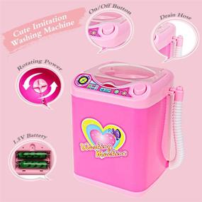 img 1 attached to 💄 Efficient Mini Makeup Brush Cleaner Machine for Sponge and Powder Puff - Simulated Automatic Washing Device (Pink)