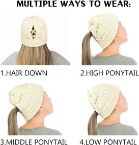 img 3 attached to DANMY Ponytail Beanie Winter 2Pcs Red Outdoor Recreation for Outdoor Clothing