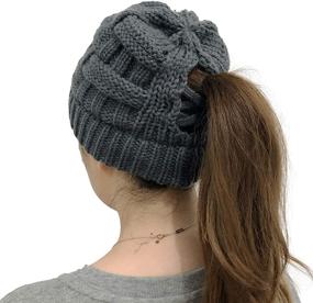 img 2 attached to DANMY Ponytail Beanie Winter 2Pcs Red Outdoor Recreation for Outdoor Clothing