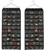 bb brotrade hanging jewelry organizer, accessories organizer, oxford 80 pocket jewelry holder (black) logo