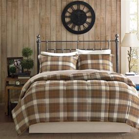 img 4 attached to 🛌 Woolrich Plaid Comforter Set – Full/Queen, Brown, Hypoallergenic & Ultra Soft Microfiber Bedding – 3-Piece All Season Down Alternative