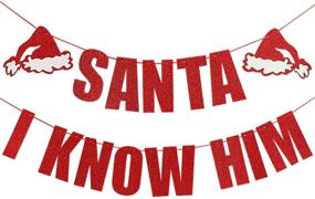 img 4 attached to 🎅 Red Glitter Santa I Know Him Banner - Buddy The Elf Party Supplies, Grinch Cutout, Buddy Elf Decorations, Christmas Party Decorations, Santa Cutout, Santa Face Cutout, Christmas Mantle Home Decor