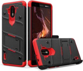 img 3 attached to ZIZO Bolt Series Nokia 3.1 C Case: Military Grade Drop Tested with Full Glass Screen Protector, Holster, and Kickstand - Black Red