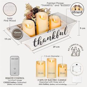 img 3 attached to 🏡 Thankful Blessed Rustic Home Decor Candle Holder Box: Elegant Table Centerpieces for Living Room, Farmhouse Style, White Washed with Flameless Candles. Perfect Housewarming Gift Idea!