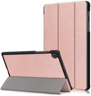 📱 detuosi slim case for samsung galaxy tab a 8.4" 2020 release sm-t307 - verizon/t-mobile/sprint/at&t, galaxy tab a 8.4 inch 2020 cover, ultra thin lightweight tri-fold stand pu tablet cover - rose gold logo