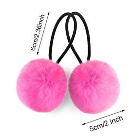 img 3 attached to 🎀 Pom Hair Ties Pompom Ball Elastic Hair Band Set - Fluffy Ponytail Holders for Women, Girls & Kids (Color Set 1, 16 Pieces)