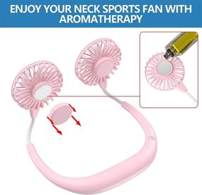 img 3 attached to Portable Hand-Free Neck Fan Mini USB Rechargeable Personal Fan with 2000mAh Battery | 360° Adjustable Wearable Hanging Neckband Cooler Fan | 3 Speeds for Travel, Outdoors, Office, Room | Pink