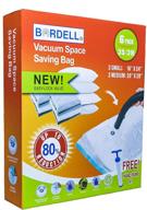 🧳 bordell vacuum space saving bags: 6pk small-medium bags with easy lock valve and free travel hand pump логотип