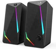 🎧 redragon gs510 waltz rgb desktop speakers - 2.0 channel pc computer stereo speaker with 4 colorful led backlight modes, enhanced bass, easy-access volume control - usb powered with 3.5mm cable logo